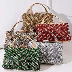 Hot selling crystal clutch bags rhinestone evening bag gold purse party bags metal handle women handbags