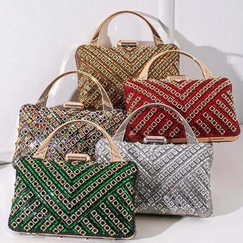 Hot selling crystal clutch bags rhinestone evening bag gold purse party bags metal handle women handbags