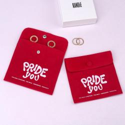 Custom Logo Printed Velvet Jewelry Ring Storage Pouch Envelope  Gift Jewelry Dust Velvet Bag