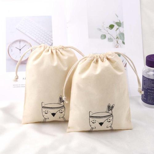 Custom Logo Printed Cotton Drawstring Building Block Toy Storage Bag Organic Muslin Cotton Gift Packaging Pouch