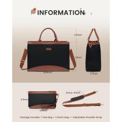 LOVEVOOK 15.6 Inch Large Capacity Business Work Bag with Clutch Purse for Teacher Canvas Computer Office Laptop Tote Bag Women