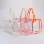 Fashion Large Size Multi Usage Candy Colors  PVC Transparent Blank Tote Bag Women Weekender Shopping Clear Tote Bag