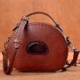 2021 Autumn And Winter Creative New Designer Luxury Women Fashion Small Round Bag Retro Genuine Leather Shoulder Bag Cross Body