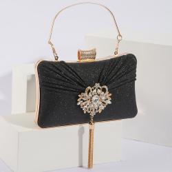 pink rhinestone evening bags 2024 Factory Price Bridal Wedding Shinny Female Bags Diamond Chain Fringe Evening Bag