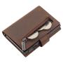 Custom Aluminum Pop Up Wallet Crazy Horse Genuine Leather Metal Wallet Slim RFID Blocking Card Holder Wallet