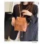 HR596 Women Bag New Fashion Backpack Girl Retro Drawstring PU Leather Schoolbag Female Versatile Brown Soft Small Travel Bag