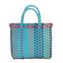 ZR783 Bucket Handbag Beach Bag Women Fashion Plastics Handmade Color Woven Summer Messenger Crossbody Bag Girls Lady Straw Bag