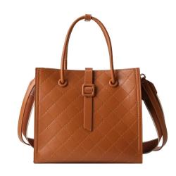 2024 Custom Logo Quilted Embroidery PU Leather Tote Bag Handbag For Women Luxury