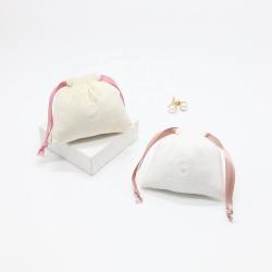 Custom Logo Printed Wholesale White Beige Velvet Gift Jewelry Pouch Luxury Soft Dust Drawstring Packaging Velvet Bag