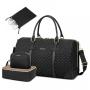 LOVEVOOK 2024 New Fashion Quilted Weekender Overnight Duffle Bag with 3 Packing Cubes Carry on Travel Luggage Duffel Bags Women