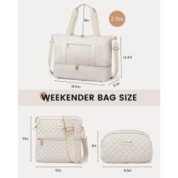 LOVEVOOK Waterproof Quilted 3pcs Overnight Duffle Bag & Wet pocket Gym Duffel handbag with Toiletry Bag Women Travel Duffel Bag