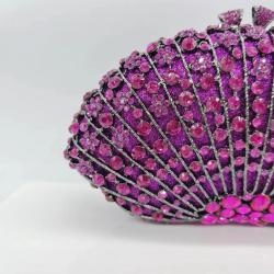 Hot Sales fanshaped Gown Crystal Rhinestone women's Clutches Purse Dress Banquet Stone Metal Purse Frame Wedding Clutch Hand bag