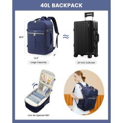 Carry On Travel Backpack for Women 40L Personal Item Flight Approved TSA Large Bagpack Weekender Hiking Bag with 3 Packing Cubes
