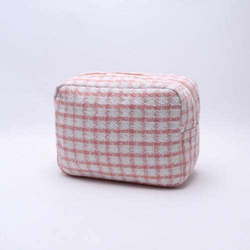 Fashion Lady Vintage Plaid Knitted Custom Logo Design Tweed Cosmetic Pouch Luxury Organizer Makeup Cosmetic Bag