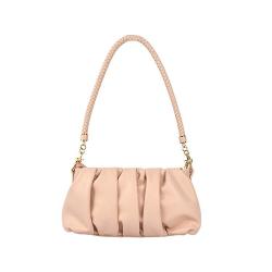 2021 vintage light pink handbags for women luxury shoulder bag with pleats female travel handbags