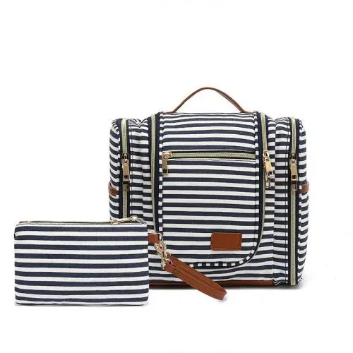 Fashion Design 2pcs/set Multi-functional waterproof canvas travel bag toiletry pouch with luggage strap custom logo Cosmetic bag