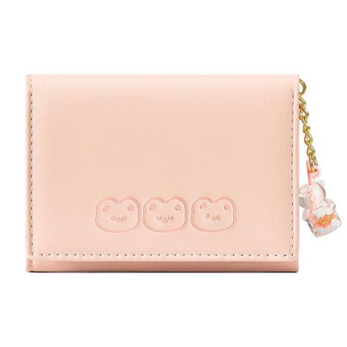 KBW512 Women Short Wallet Cute Multi Card Position Simple Short Card Case Student Cartoon Charm Ladies Tri-fold Coin Purse