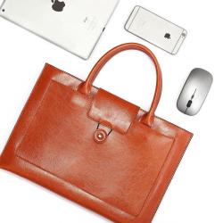 Custom Latest new Retro Genuine Leather Man Briefcases 14 inch Men Office Laptop Bags Simple Portable Pad Cases