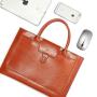 Custom Latest new Retro Genuine Leather Man Briefcases 14 inch Men Office Laptop Bags Simple Portable Pad Cases