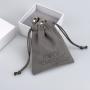 Custom Emboss Microfiber Jewelry Storage Gray Packing Drawstring Pouch Luxury Watch Gift Earring Jewelry Suede Bag