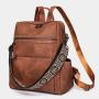 Vintage Casual Backpack Bags Set Leather Handbags for Women Big Handbags Ladies Large Capacity Travel Shoulder Bags With Strap
