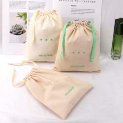 Eco-Friendly Different Size Cotton Linen Baby Shoe Dust Bag For Packaging Shopping Drawstring Muslin Shoe Pouch