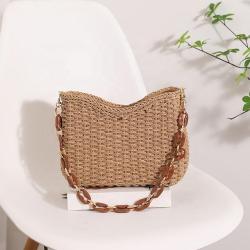 Summer women's bag new single shoulder solid color woven bag wholesale beach vacation bags women handbags ladies