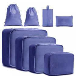 Classical Storage Bag Waterproof Smooth Polyester Drawstring Pouch Luggage Organizers Packing Cubes Set 8 Pcs For Travel