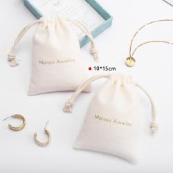 Eco Cotton Linen Drawstring Bag Custom Cosmetic Gift Dust Bag Reusable Personalized Jewelry Packaging Bag