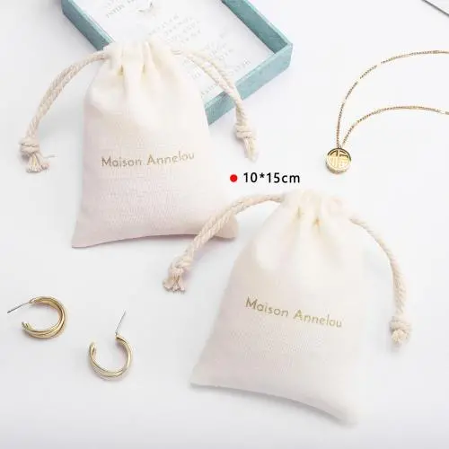 Eco Cotton Linen Drawstring Bag Custom Cosmetic Gift Dust Bag Reusable Personalized Jewelry Packaging Bag