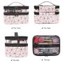Wholesale Customized Fashion Ladies Makeup Case Large Capacity Double Layer Tote PVC Clear Travel Cosmetic Bag