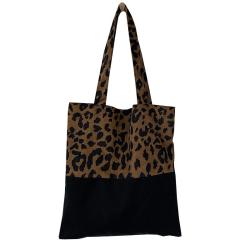 Custom Logo New Leopard Pattern Canvas Bag for Women's Shoulder Large Capacity Tote Bag Student Handbag