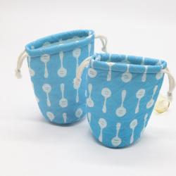 Custom Full Printing Round Bottom Cotton Gift Drawstring Gift Tableware Storage Bag Dust Cotton Packaging Pouch