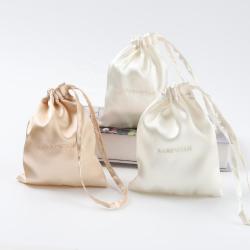 Personalized Single String Silk Satin Jewelry Bag Luxury Drawstring Gift Silk Dust Cosmetic Packaging Bag