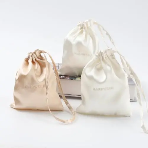 Personalized Single String Silk Satin Jewelry Bag Luxury Drawstring Gift Silk Dust Cosmetic Packaging Bag