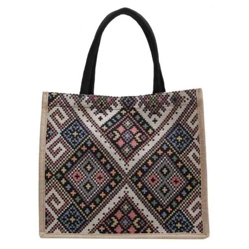 ZF033 Female New Fashion Canvas Tote Bag Ethnic Style Student Handbag ECO-friendly Travel Retro Polyester Cotton Shoulder Bag