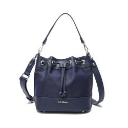 2024 Custom Logo Nylon PU Leather Shoulder Bag For Women Drawstring Bucket Purse