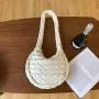 New Korean Version Of Rhombus Cloud Bag Fluffy Soft Long Shoulder Strap Shoulder Bag Silver Large Capacity PU Leather Puff Bag