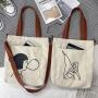 ZX020  Eco-friendly Cotton Canvas Tote Shopping Bag With Zipper Student Printed Grocery Washable Shoulder Bag With Pocket