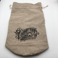 Round Bottom Jute Burlap Drawstring Bag For Tea