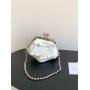 Wholesale fashion mini clip chain bag Bow bead chain shoulder bag  PU leather cute lipstick bag for girl