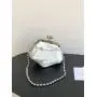 Wholesale fashion mini clip chain bag Bow bead chain shoulder bag  PU leather cute lipstick bag for girl