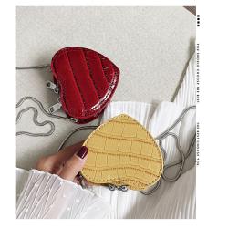 Cute Heart Shape Girls Zipper Handbag Embossed Crocodile Decoration Vegan Leather Sling Bag Small Handle Satchel Crossbody Purse