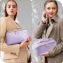 Travel Makeup Pouch With Handle And Divider Flat Lay Checkered Cosmetic Bags