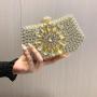 Yellow Evening Bag Ladies Handbag Crystal Sunflower Golden Banquet Clutch Dress Women's Bag sac tendance 2024