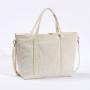Best Seller Durable Travel Weekender Oversize Ladies Beige Pink Corduroy Shoulder Tote Bag With Pocket Inside