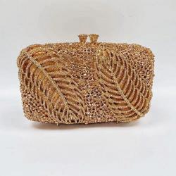 Luxury Crystal Gown Bags Lady 2 leaves Evening HandBags dress Clutch Purse Party Dinner Bag for Women  sac tendance 2024