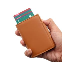 2023 customized metal card holder leather card case smart rfid aluminum card holder wallet