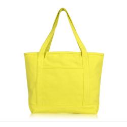 Gelory Personalized Recycled Custom Color Size Logo Cotton Canvas Tote Shopping Bag With Inside And Outside Pockets