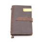 Custom notebook a5 with money clip, personalized crazy horse real leather journal travel notebook for school diary